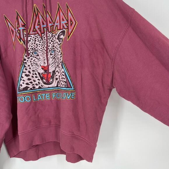 Daydreamer Def Leppard Too Late For Love Oversized Hoodie Sweatershirt Pink XS - Picture 6 of 13